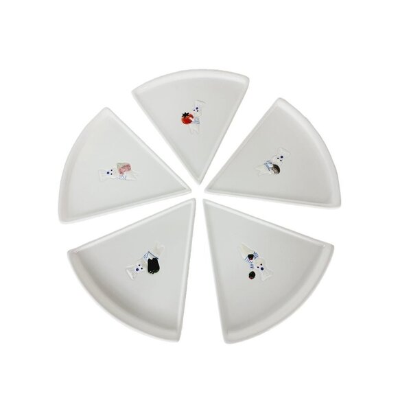 Pillsbury Doughboy Pizza Slice Ceramic Porcelain Plate Set of Five Plates - Picture 3 of 15